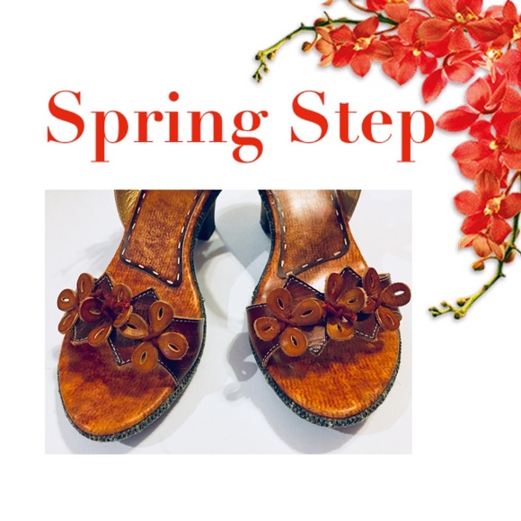 Spring Step Tarragon Sandals Brown Floral Shoes - Picture 4 of 8